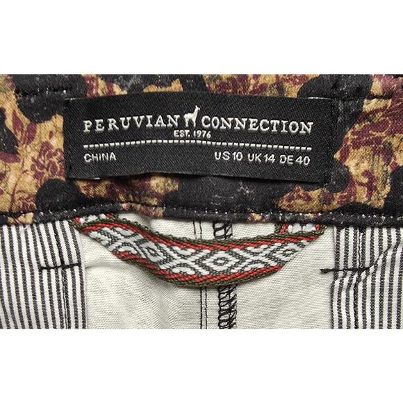 Peruvian Connection Women 10 Dress Pant Cropped Dark Autumn Floral Stretch 32x27 - Picture 6 of 8